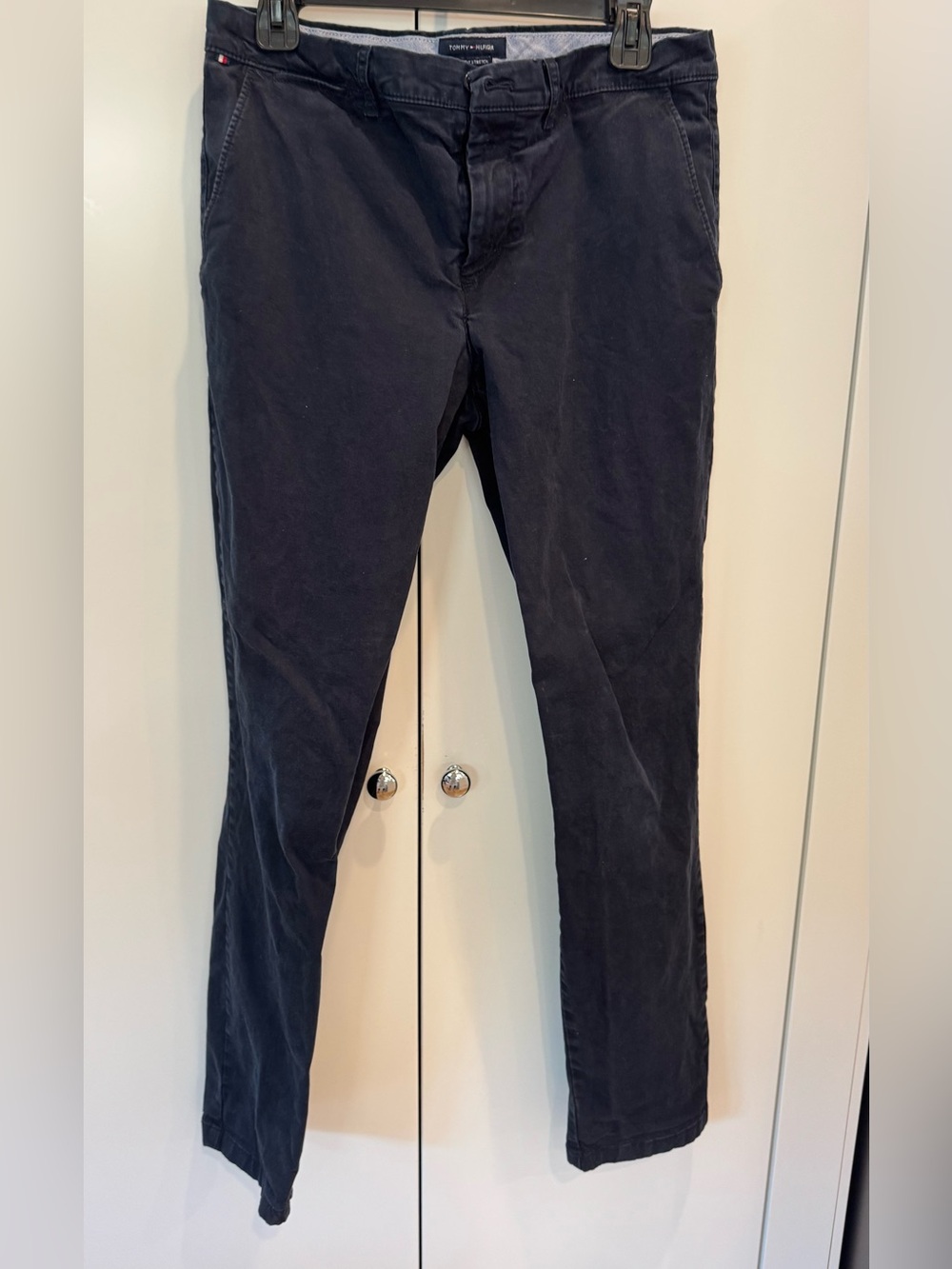 Tommy Hilfiger Navy Slim Fit Stretch Chinos with Red & White Trim